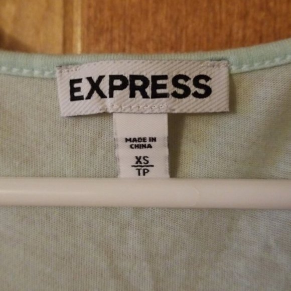 Express Mint Green Blue Lace Tank Top Cotton Shirt Sleeveless Preppy Bride XS - Picture 3 of 6